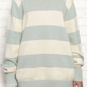 Brianna Cotton Thick Stripe Sweater
Sage mint green / cream
